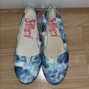 Jellypop Blue and White Ballet Flats